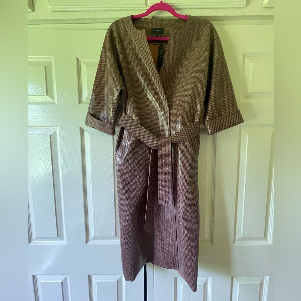 3/4 Sleeve Brown and Black houndstooth Coat